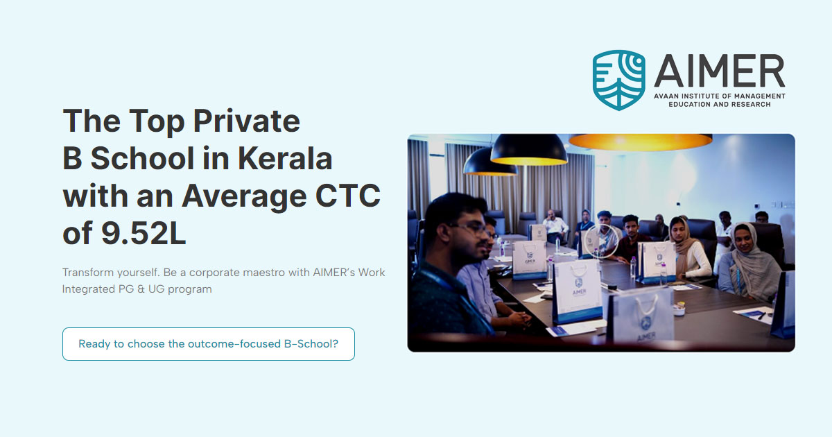 The Top Private B School In Kerala With An Average CTC Of 9.52L